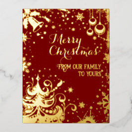 Van onze familie naar de jouwe Rood Folie Feestdagen Briefkaart
