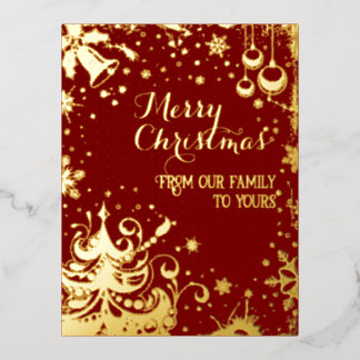 Van onze familie naar de jouwe Rood Folie Feestdagen Briefkaart