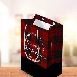 Van onze familie naar uw naam Red Plaid Christmas Medium Cadeauzakje