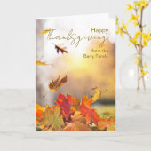 Van onze familie Thanksgiving met herfstbladeren Kaart (Gele Bloem)