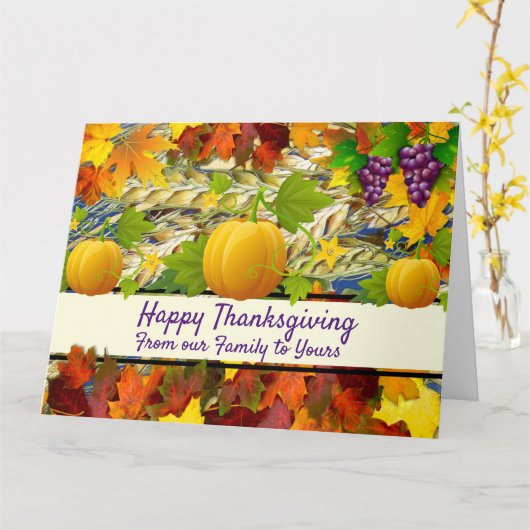 Van onze familie tot de uwe, Thanksgiving Kaart (Gele Bloem)
