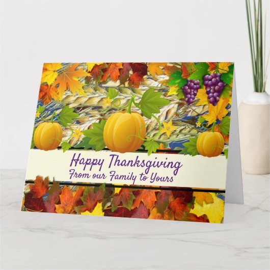 Van onze familie tot de uwe, Thanksgiving Kaart (Voorkant)