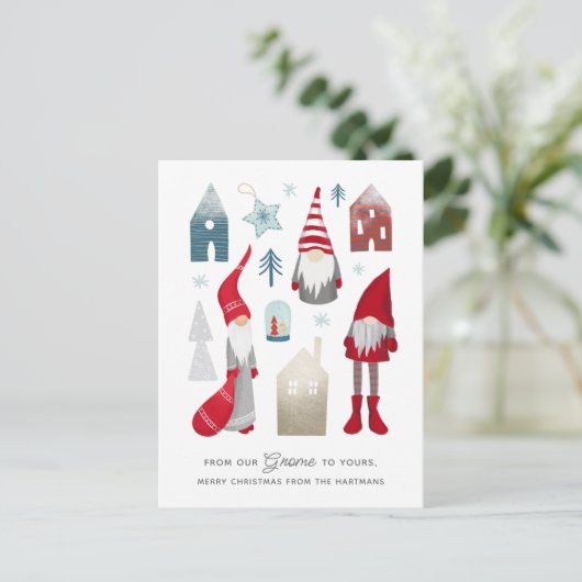 Van onze gnoom tot uw | Scandinavische kerst Feestdagenkaart (Staand voorkant)