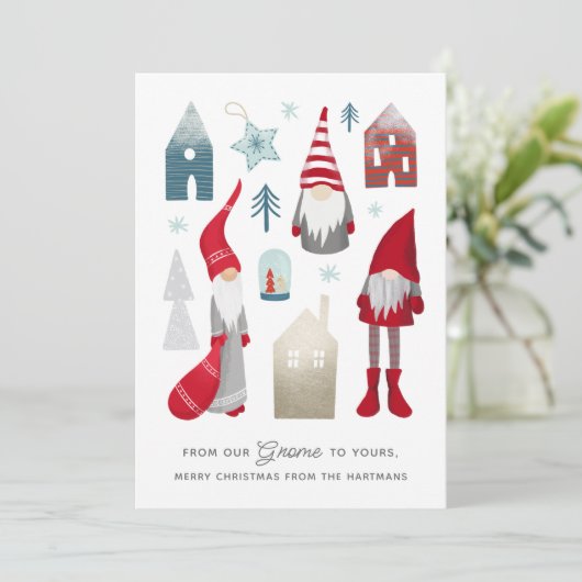Van onze gnoom tot uw | Scandinavische kerst Feestdagenkaart (Staand voorkant)