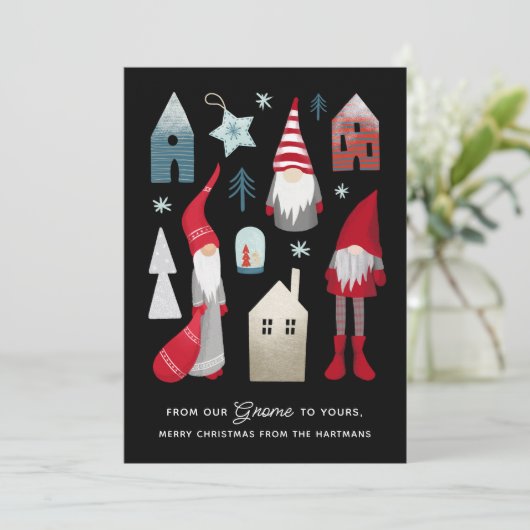 Van onze gnoom tot uw | Scandinavische kerst Feestdagenkaart (Staand voorkant)