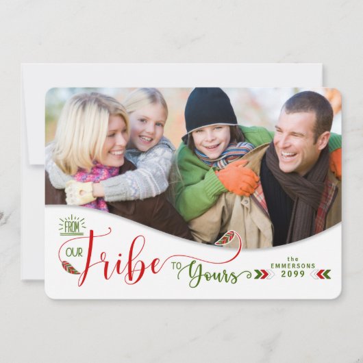 Van onze stam tot uw rode en groene foto feestdagenkaart (Voorkant)