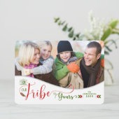 Van onze stam tot uw rode en groene foto feestdagenkaart (Staand voorkant)