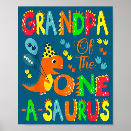 Van opa Saurus 1e verjaardag dinosaurus Poster (Voorkant)