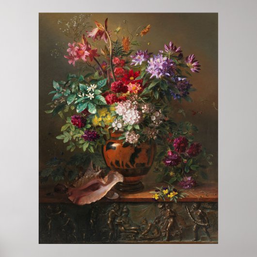 Van Os' Still Life with Flowers in a Greek Vase Poster (Voorkant)