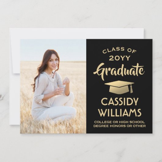 Van Ouders Een Foto Zwart-Goud Afstuderen Aankondiging