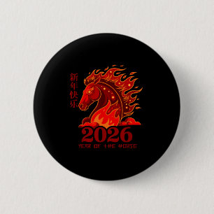 Van Paard Maans Chinees Vuur Paard Ronde Button 5,7 Cm