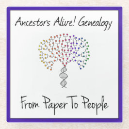 Van papier naar mensen Logo, blauw Glazen Onderzetter