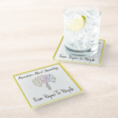 Van papier naar mensen Logo, geel Glazen Onderzetter (Schuin)