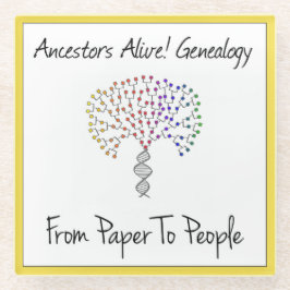 Van papier naar mensen Logo, geel Glazen Onderzetter