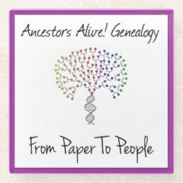 Van papier naar mensen Logo, paarse Glazen Onderzetter