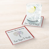 Van papier naar mensen Logo, rood Glazen Onderzetter (Schuin)