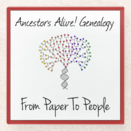 Van papier naar mensen Logo, rood Glazen Onderzetter