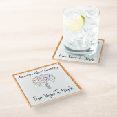 Van papier naar mensen Logo, sinaasappel Glazen Onderzetter (Schuin)