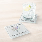 Van papier naar mensen Logo, wit Glazen Onderzetter (Schuin)