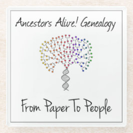 Van papier naar mensen Logo, wit Glazen Onderzetter