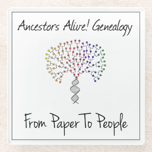 Van papier naar mensen Logo, wit Glazen Onderzetter (Voorkant)