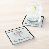 Van papier naar mensen Logo, zwart Glazen Onderzetter (Schuin)