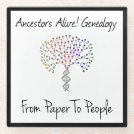 Van papier naar mensen Logo, zwart Glazen Onderzetter