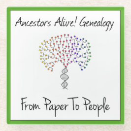 Van papier tot Logo, groen Glazen Onderzetter