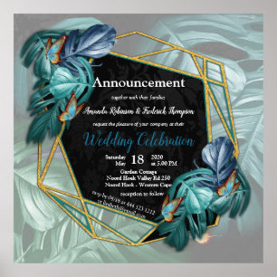 van Paradise Tropical Splash in Blues, Turquoise Poster