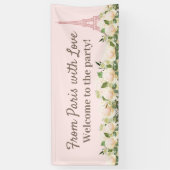 Van Parijs Love Eiffeltoren Roze Witte Bloemen Spandoek (Verticaal)