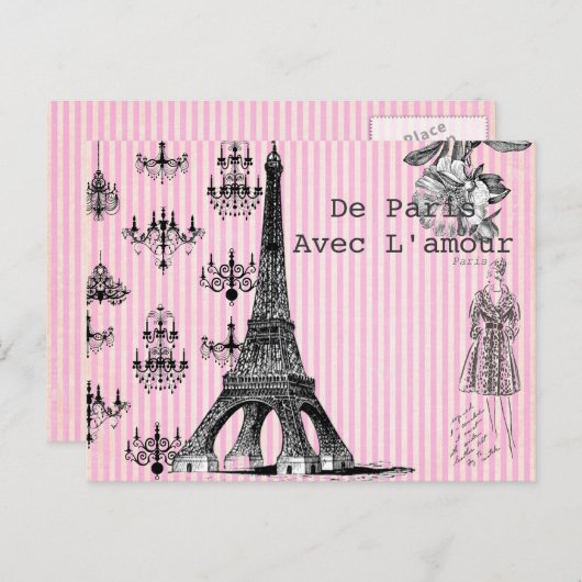 Van Parijs, met het Briefkaart van de Liefde (Voorkant / Achterkant)