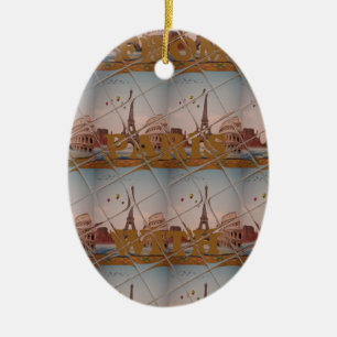 Van Parijs met Love Blue sky kleuren Keramisch Ornament