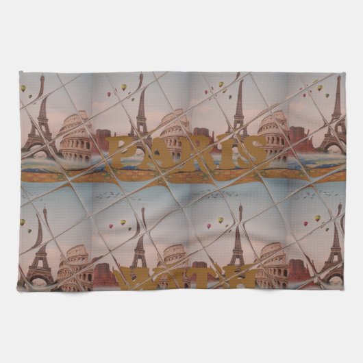 Van Parijs met Love Blue sky kleuren Theedoek (Horizontaal)