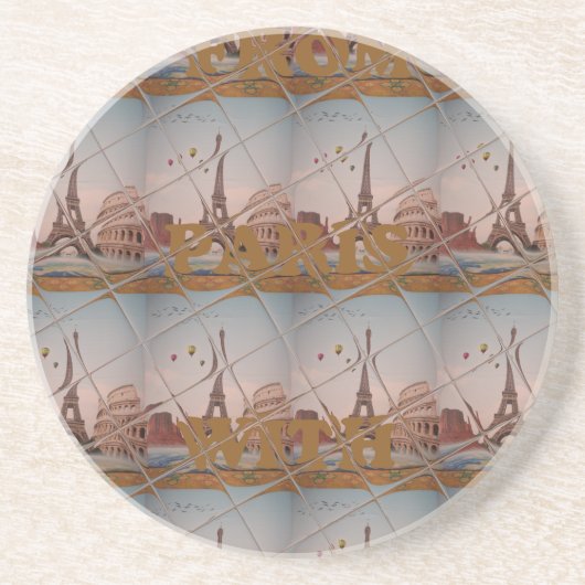 Van Parijs met Love Blue sky kleuren Zandsteen Onderzetter (Voorkant)