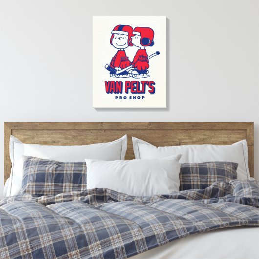 Van Pelt's Hockey Club Pro Shop Pattern Canvas Afdruk (Insitu (Slaapkamer))