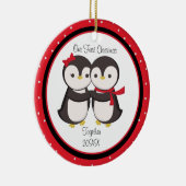 Van Penguin Couple kerstversiering Keramisch Ornament (Rechts)