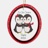 Van Penguin Couple kerstversiering Keramisch Ornament (Links)