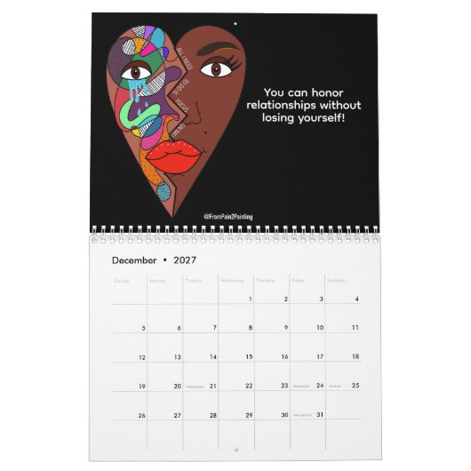 Van pijn naar schilderkalender 2026 kalender (Dec 2027)