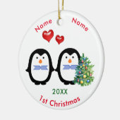 Van Pinguïn 2 mannetjes 1 kerstmis Keramisch Ornament (Links)