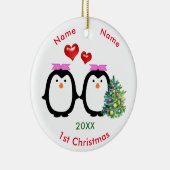 Van Pinguïn 2 Vrouw 1 Kerstmis Keramisch Ornament (Rechts)