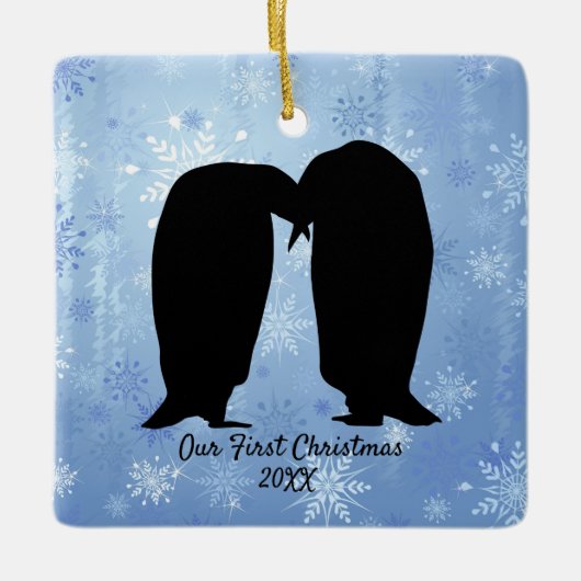 Van Pinguïn met kerstmis Keramisch Ornament (Voorkant)