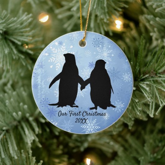 Van Pinguïn met kerstmis Keramisch Ornament (Boom)