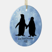 Van Pinguïn met kerstmis Keramisch Ornament (Rechts)