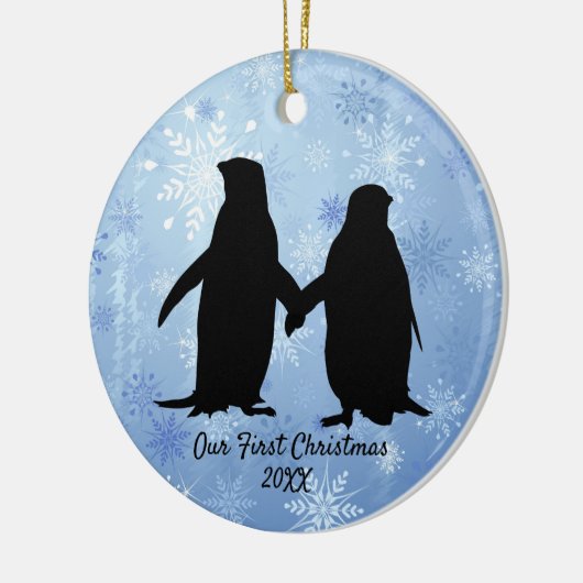 Van Pinguïn met kerstmis Keramisch Ornament (Links)
