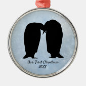 Van Pinguïn met kerstmis Metalen Ornament (Voorkant)