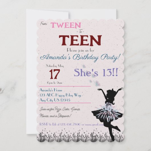 Van prepuber naar tiener uitnodiging (Voorkant)