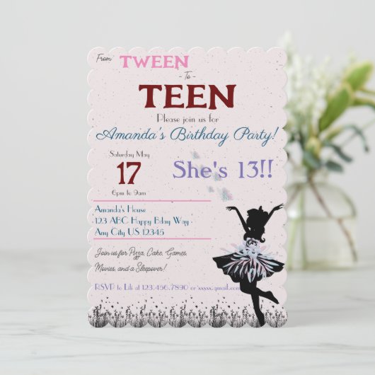 Van prepuber naar tiener uitnodiging (Staand voorkant)