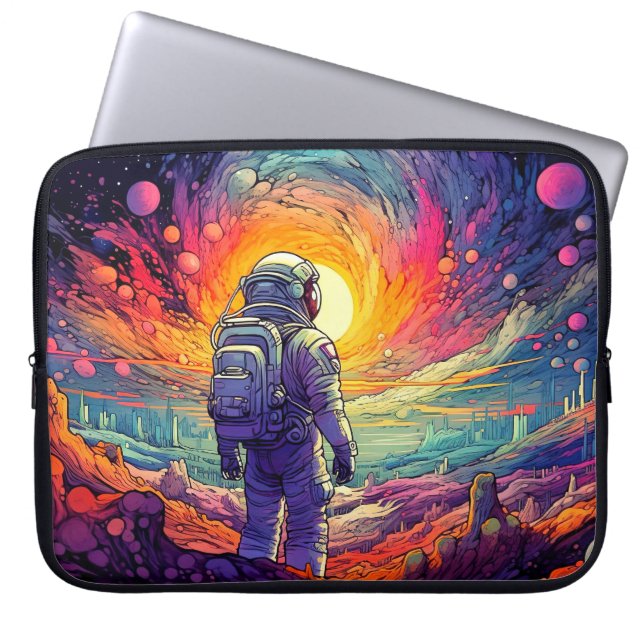 Van ruimte & verder illustratie laptop sleeve (Voorkant)