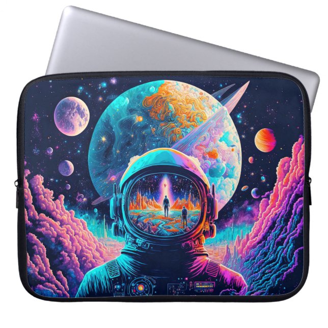 Van ruimte & verder illustratie laptop sleeve (Voorkant)