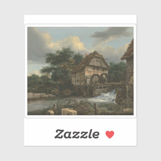 Van Ruisdael - Twee watermolens en een open sluis Sticker (Vel)